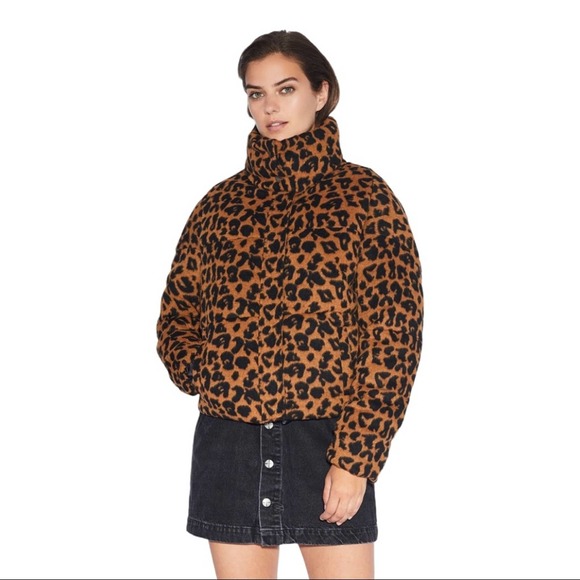 Apparis paula leopard print puffer coat online